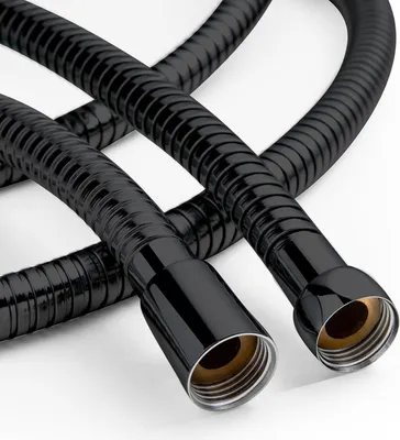 Produktbild von Hochdurchfluss Duschschlauch Schwarz 1,2m, mit Verdrehschutz,11mm Bohrung Hochdruck Duschschlauch Edelstahl Ersatz Brauseschlauch, Universell Auslaufsicher & Knickschutz