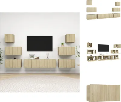 Image de vidaXL Ensemble de 8 meubles TV Chêne Sonoma Matériau dérivé du bois - Meubles TV