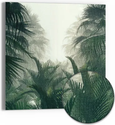 Produktbild von DEQORI Hybrid Leinwand Bild 50x50 cm 'Nebelwaldgeheimnis' Wandbild Glas flach modern