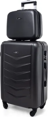 Produktbild von RGL 520 Kofferset ABS Hartschalen Koffer Abnehmbare Räder Trolley 2tlg Koffer XL + Kosmetikkoffer Schwarz
