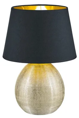 Image de Lampe de table en céramique avec abat-jour noir et doré