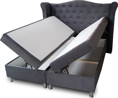 Produktbild von SALES LEADER Boxspringbett RIO 180x200 cm Polsterbett mit zwei Bettkästen, Komplett-Set mit Matratze und Topper (4cm), Graphit, Bett Stoff JASMINE 96