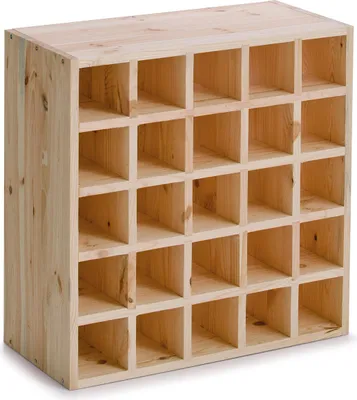 Image de Casier à vin Zeller 25 bouteilles, pin, 52 x 25 x 52 cm, marron