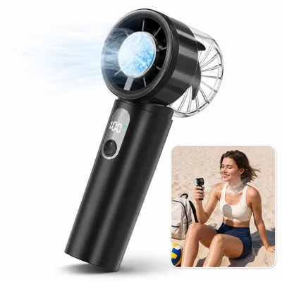 Produktbild von Tragbarer Turbo Handventilator mit Kühlfunktion, USB Mini Ventilator 5 Stufen, Hand & Tischventilator, Grau