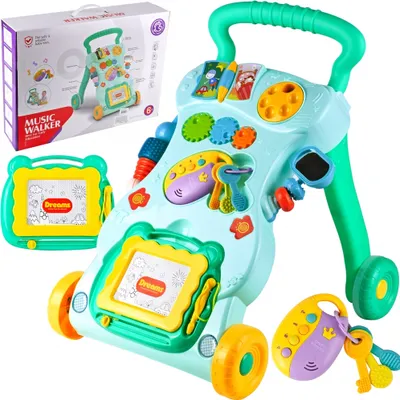 Produktbild von Malplay Lauflernwagen Kinderwagen mit Pendelbrett Tasten Grün Ton Spieltisch ab 12 Monaten