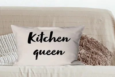 Produktbild von MuchoWow® Zierkissen Sofakissen Wohnzimmer Dekokissen 60x40 cm Zitate - Sprichwörter - Kochen - Chefkoch - Küchenkönigin - Kopfkissen - Polster mit Foto