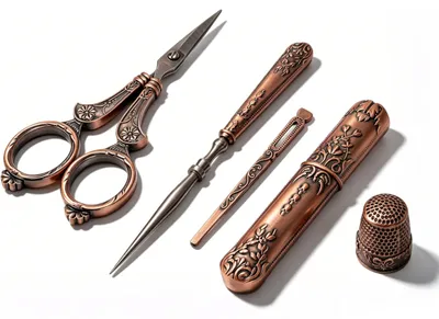 Immagine prodotto di Set di forbici da sarto vintage, completo di accessori per cucito