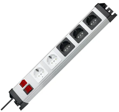 Productafbeelding van Kopp stekkerdoos Powerversal, 2+3 voudig, met 2 schakelaars