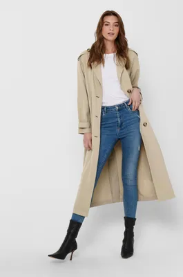 Produktbild von Langer Trench Coat Eleganter Basic Übergangs Mantel Einreihig ONLLINE | XL