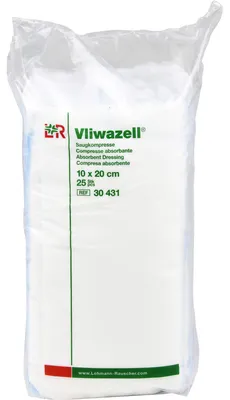 Produktbild von L & R Vliwazell Saugkompressen 10 x 20 cm, 25 St. Kompressen