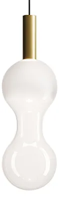 Produktbild von Zafferano Sfer'Otto Pendelleuchte aus mundgeblasenem Borosilikatglas, Gold/Transparent sandgestrahlt, 8W LED, CRI 90, IP40 Schutz, Designlampe.
