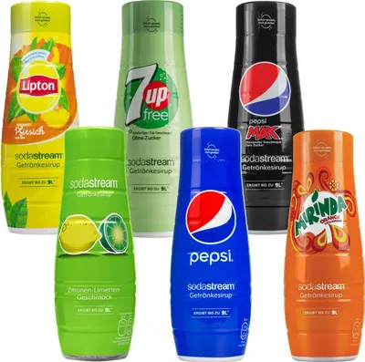 Image de Set de 6 sirops pour Sodastream (Pepsi, 7UP Zero, Pepsi et autres)