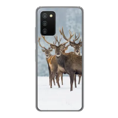 Produktbild von MuchoWow® Handyhülle Schutzhülle Hülle für Samsung Galaxy A03s Hirsche - Tiere - Schnee - Winter - Landschaft - Natur Silikon Softcase Handy Hülle - Schutz