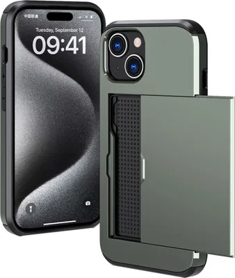 Produktbild von imoshion Backcover mit Kartenfach iPhone 15 - Dunkelgrün