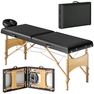 Image de Table de massage - Table réglable - Lit de massage - Table de massage pliable - Lit de thérapie - Structure en bois