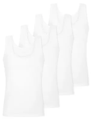 Produktbild von Uncover by Schiesser Damen Unterhemd Baumwolle Lace 4-Pack weiss - Größe M