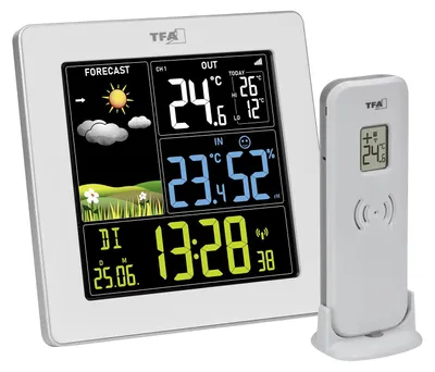 Immagine prodotto di Stazione meteo radio TFA Sun 2, con display a colori, bianco