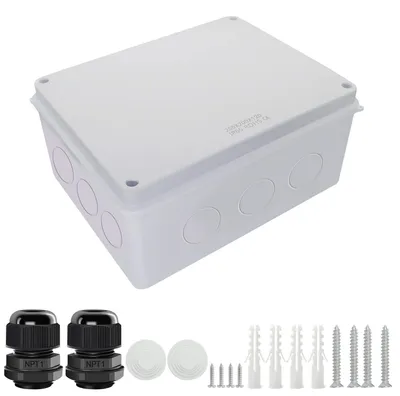 Imagen del producto de Caja de conexión con orificios predefinidos, fabricada en plástico ABS, con grado de protección IP65, resistente al agua y al polvo, para uso en armarios eléctricos