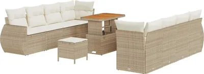 Imagen del producto de vidaXL Juego de sofás de jardín, 11 piezas, color beige, tejido de polirratán
