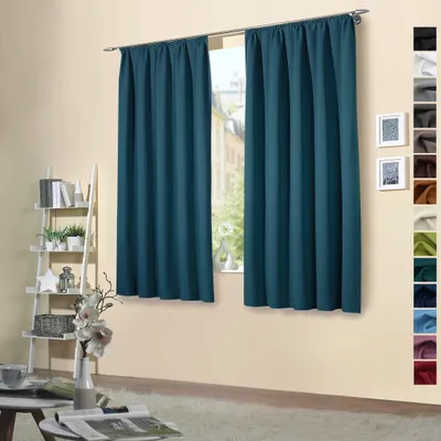 Produktbild von heimtexland ® 2 Stück Thermo Verdunkelungsvorhänge Sonnenschutz Kälteisolierung Verdunkelungsgardinen Kräuselband Vorhang Typ139 Dunkelpetrol HxB 145 x 135 cm