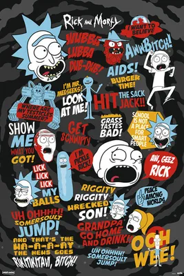 Produktbild von Rick and Morty - Quotes - Black - Poster Plakat Druck - Größe 61x91,5 cm