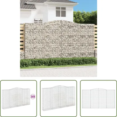 Image de The Living Store Gabions avec arc surélevé 9 pcs. 400x50x220/240cm Fer galvanisé