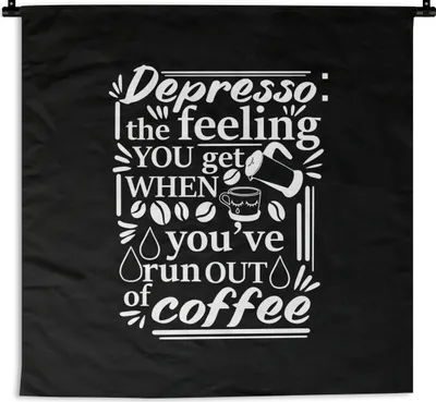 Produktbild von MuchoWow® Wandteppich Wandbehang Kaffee - Zitate - Espresso 90x90 cm Tapisserie Dekoration Wandtuch - Wandaufhänger