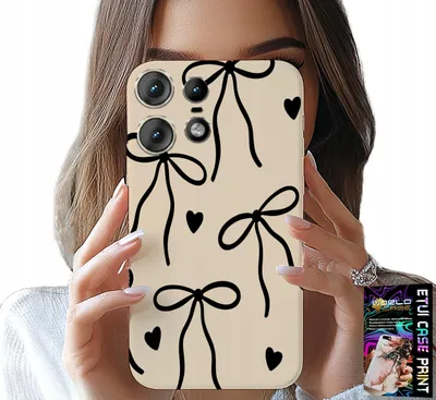 Image de Etui pour Motorola Edge 50 Pro - Beige Ribbon Cocards Fashionable Patterns