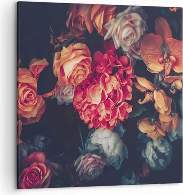 Produktbild von Bild auf Leinwand - Leinwandbild - Einteilig - Blumenstrauß Blumen Rosen - 50x50cm - Wand Bild - Wanddeko - Wandbilder - Leinwanddruck - Bilder - Wanddekoration - Leinwand bilder - AC50x50-5002