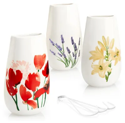 Produktbild von COM-FOUR® 3x Luftbefeuchter Heizung - Heizkörper Luftbefeuchter in weiß - Heizung Wasserverdunster aus Keramik mit verschiedenen Blumenmotiven