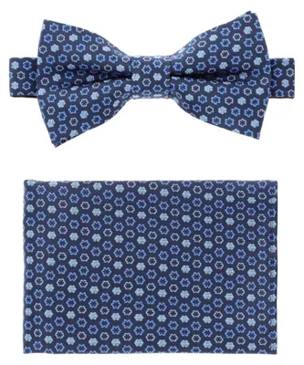 Produktbild von Lancerto Elegante Blaue Fliege mit Einstecktuch