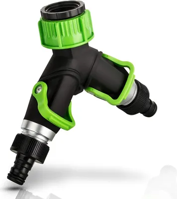 Produktbild von Dunlop Verteiler Wasser - Stufenlos einstellbares 2 Wege Ventil Gartenschlauch Verteiler mit Schnellkupplung 3/4´´ Zoll Wasserhahn Adapter Garten Wasserverteiler y Splitter (2-Wege-Verteiler)