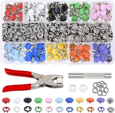 Produktbild von Famanu Druckknopfset mit Zange - 200 Sets, Metall, bunt