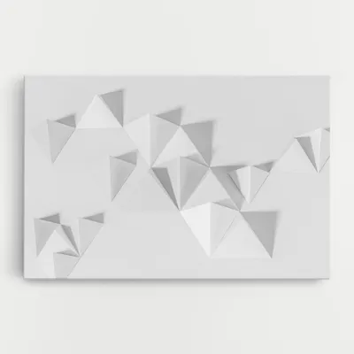Produktbild von ARTHUB® Leinwandbild 80x120 cm, White 3d Triangle | Wohnzimmerdekoration, Hängende Bilder, Wanddekoration, Heimdekoration, Abstrakte, Geometrische