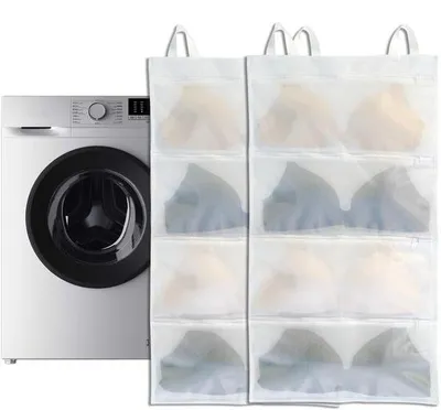 Imagen del producto de Ibenzoa® Red de lavadora multifuncional para sujetadores, ideal para 4 sujetadores (tallas A–D) – 4 compartimentos separados, malla de alta densidad, 2 bolsas para colgar y cierre con cremallera, para lavar, secar y guardar