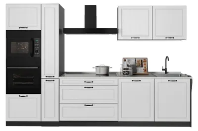 Image de Cuisine Vicco R-Line Blanc campagne/Anthracite 310cm plan de travail Chêne doré, Model 67939