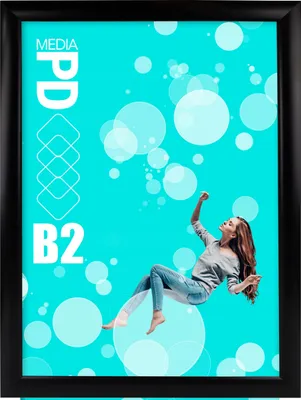 Produktbild von Klapprahmen DIN B2 Schwarz Aluminium – Plakatrahmen 25mm Profil – Wechselrahmen mit UV-Schutzfolie & Antireflex – Snap Frame