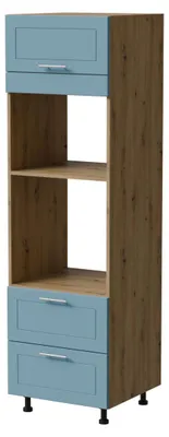 Produktbild von Backofenumbauschrank BARI 60x207cm lackiert Ausführung wählbar BA-D14/RU/2 - 284,RAL 5024 pastellblau matt,Eiche Artisan