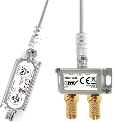 Produktbild von Sat Verstärker mit 2-Fach Antennenverteiler Splitter 3D 4K HDTV DVBS Verstärkung