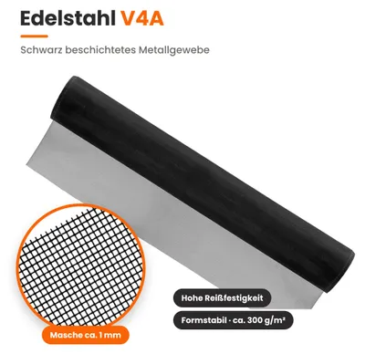 Produktbild von Fliegennetz Edelstahl schwarz Meterware Fliegengitter Insektenschutz Gitter 1,0m