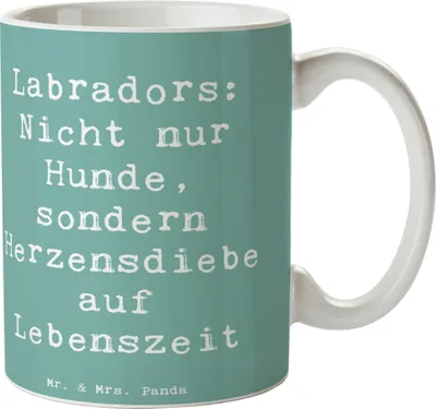 Produktbild von Mr. & Mrs. Panda Bedruckte Tasse Spruch Labrador Herzensdiebe - Meeresbrise - Geschenk, Hundeliebhaber, treuer Begleiter, Kaffeebecher, Hunderassen, Beschreibung, Hund