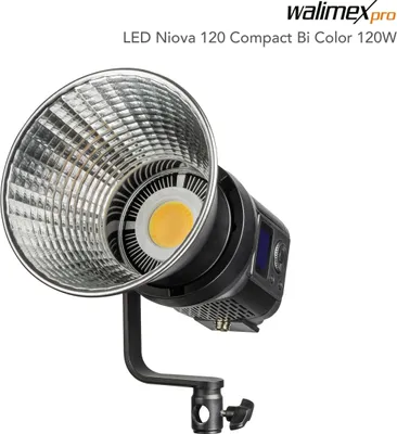 Produktbild von Walimex pro LED Niova Compact 120 W Bi-Color Videoleuchte, Videolicht mit Bowens-Anschluss, Studiolicht mit COB LED-Technologie, Leuchtstärke verstellbar von 10-100%
