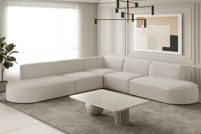 Produktbild von Ecksofa Designersofa PALMA in Stoff Ascot Beige Universal