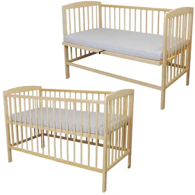 Łóżeczko 120x60(67) dostawne 2w1 Andrzej kolor SOSNA + materac 120x60 – zdjęcie produktu 1