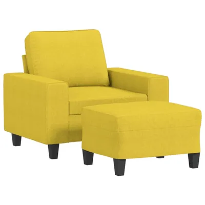 Zdjęcie produktu dla vidaXL Fotel ze stołkiem jasnożółty 60 cm tkanina