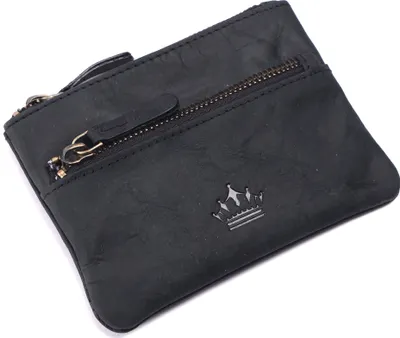 Produktbild von Schlüsseletui Damen und Herren Schlüsseltasche, Echtes Leder, 2 Taschenfächer mit Reißverschluss und zusätzlich mit einen Schlüsselanhänger