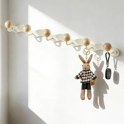 Immagine prodotto di Omgoods - Appendiabiti da parete con 6 ganci in legno per l'ingresso
