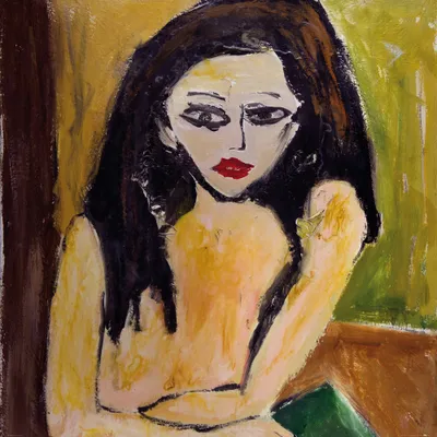 Produktbild von Erotische Kunst Kunstdruck Bild - Sitzender Frauenakt Von Roland Vonderbank (70 x 70 cm)