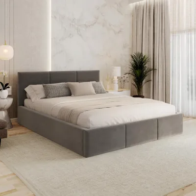 Produktbild von FDM Bett AMBER Trinity 180x200 cm Polsterbett mit Lattenrost aus Metall Bettkasten Stauraumbett Samt graphit