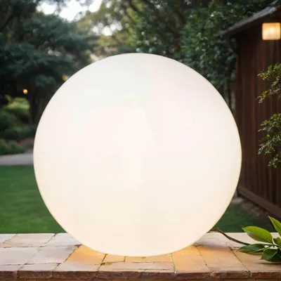 Produktbild von Kugelleuchte mit Stecker Kabel Ø 60 cm rund IP65 inkl. E27 LED 2700 K warmweiß robuste Wegeleuchte Kugellampe Terrasse Garten Lampe